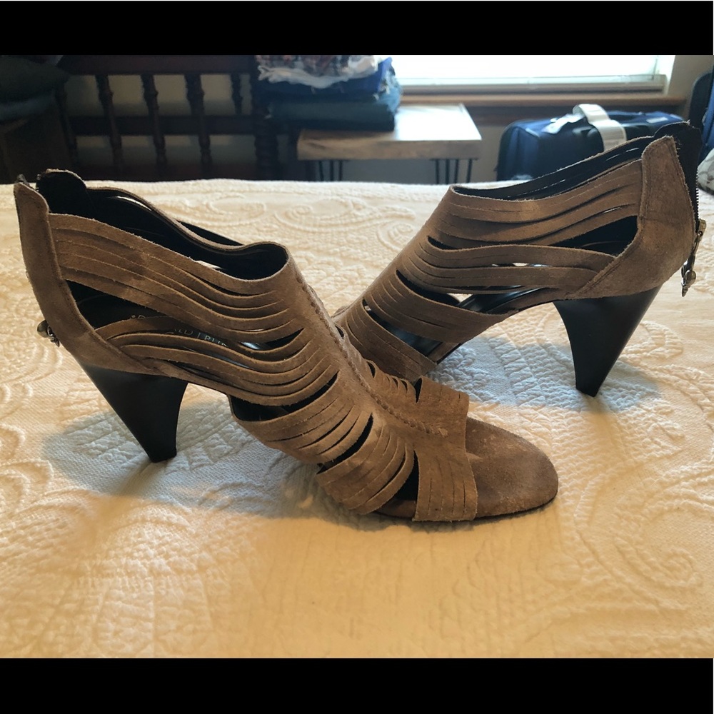 Donald J. Pliner Suede Peep Toe Heels